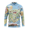 Hoodie with a colorful map design of Cape May, New Jersey.