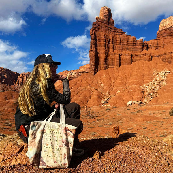 Capitol Reef National Park Map Canvas Tote Bag