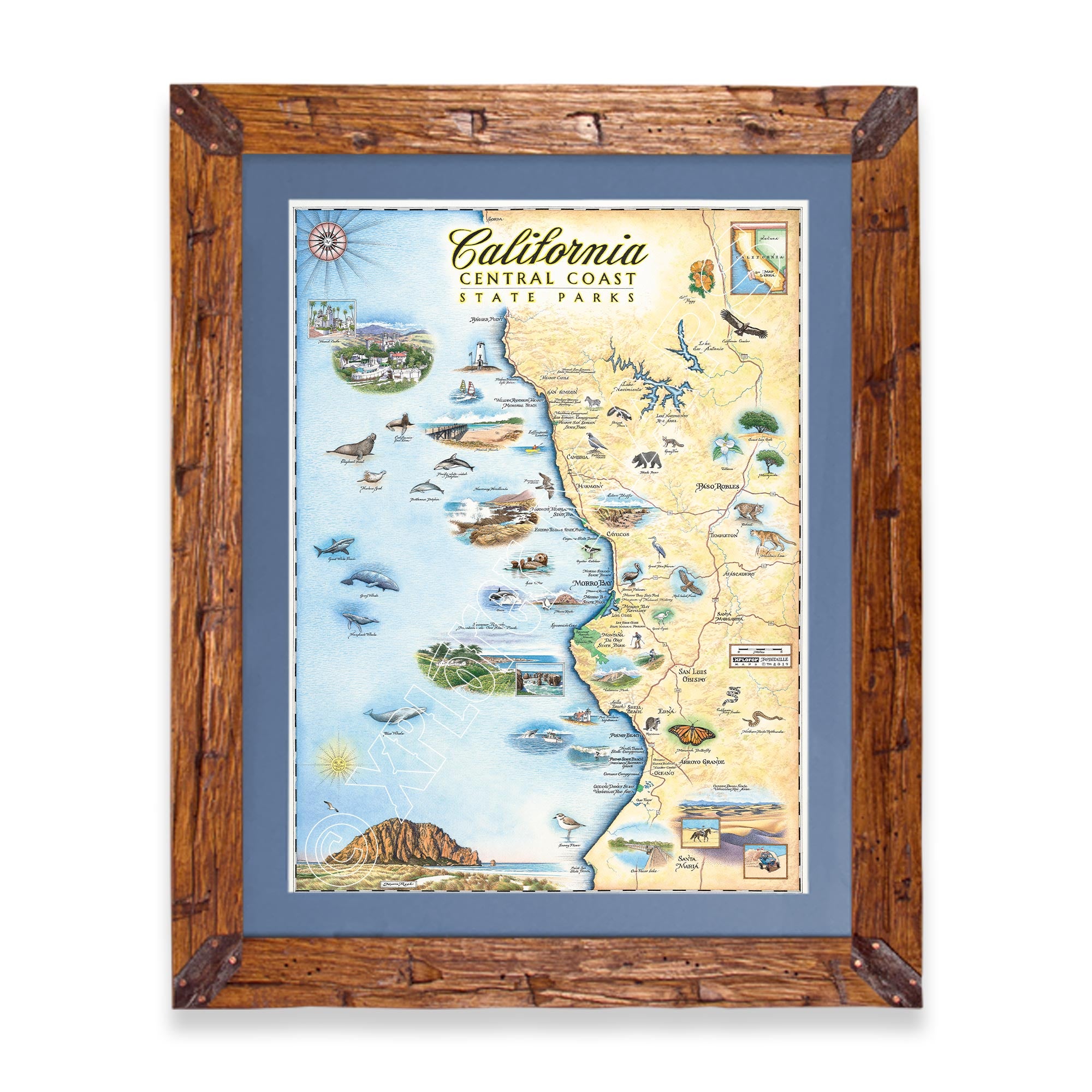 California Central Coast State Parks Hand-Drawn Map
