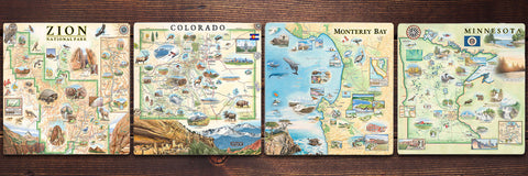 Ceramic Coaster Bundle - 4 for $20 - Xplorer Maps