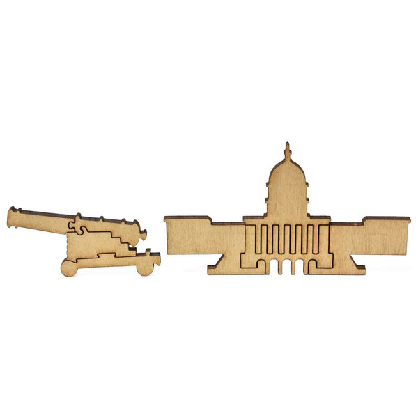 Xplorer Maps Wood Puzzle piece of a cannon and building.
