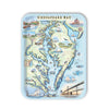Medium serving tray  Map of Chesapeake Bay with illustrations on a light blue background