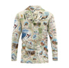 Hoodie with a map and nature-themed design on a white background