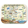 Large Serving Tray Map of Colorado with various attractions and landscapes on a decorative tray.