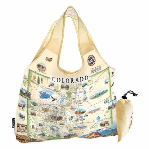 Colorado State Map Pouch Tote Bag