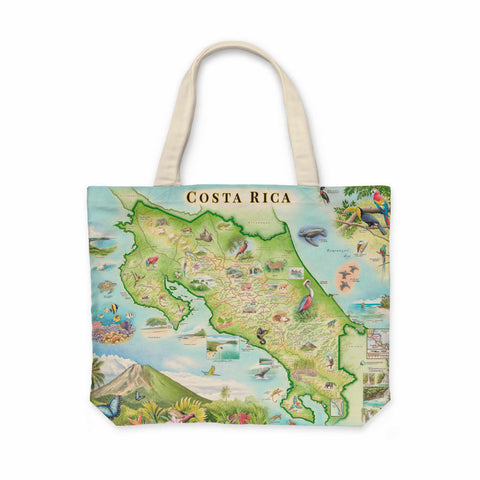 Costa Rica Map Canvas Tote Bag