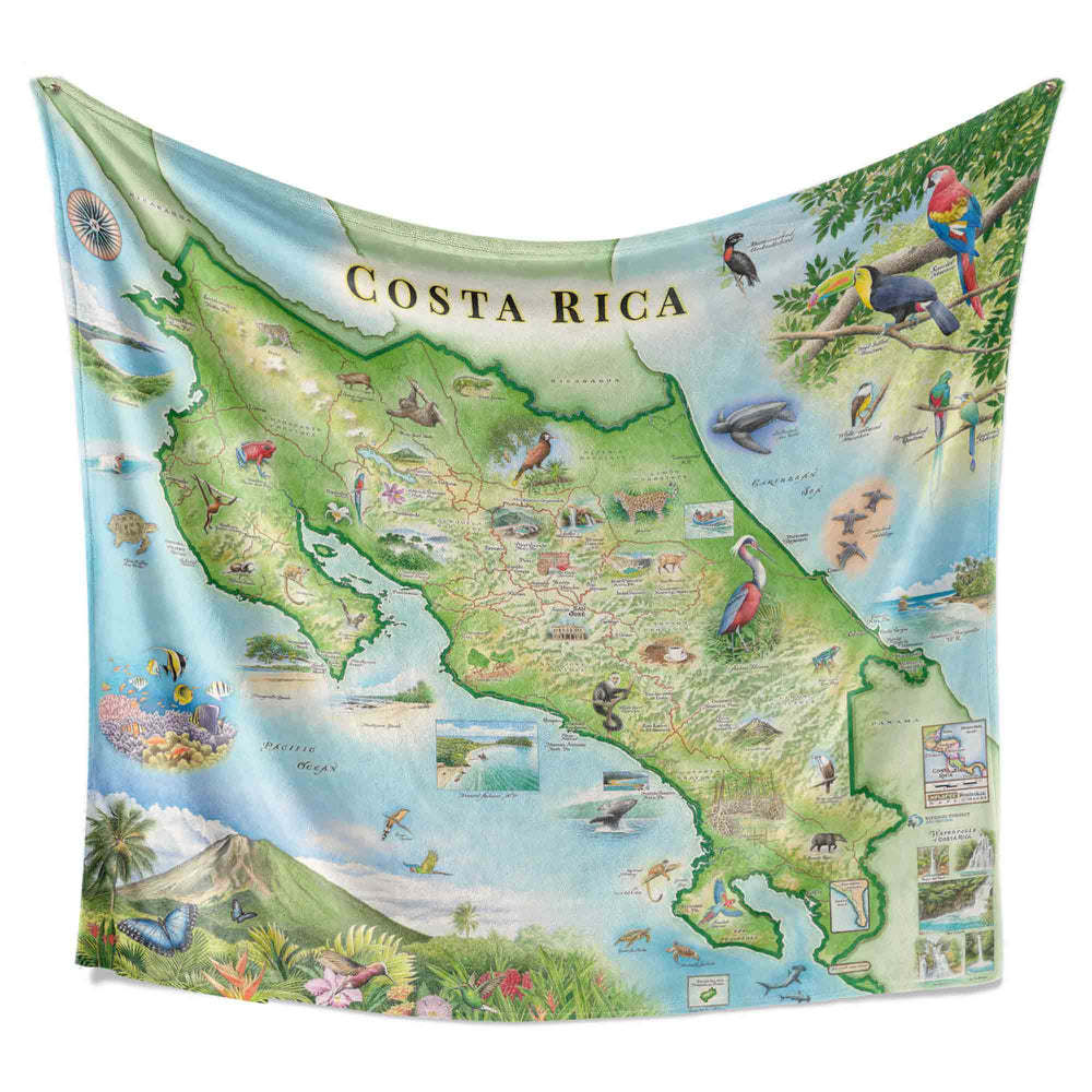 Costa Rica Map Fleece Blanket