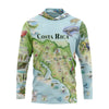 Hoodie with a map of Costa Rica design on a white background
