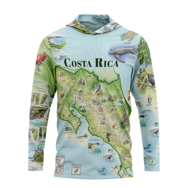 Hoodie with a map of Costa Rica design on a white background