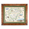 Denali map framed in pine wood and green mat on a white background