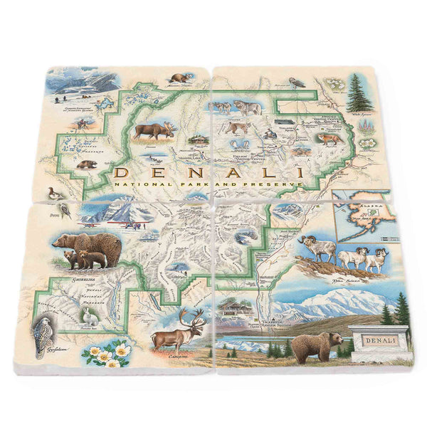 Denali National Park Natural Stone Coasters - Set of 4