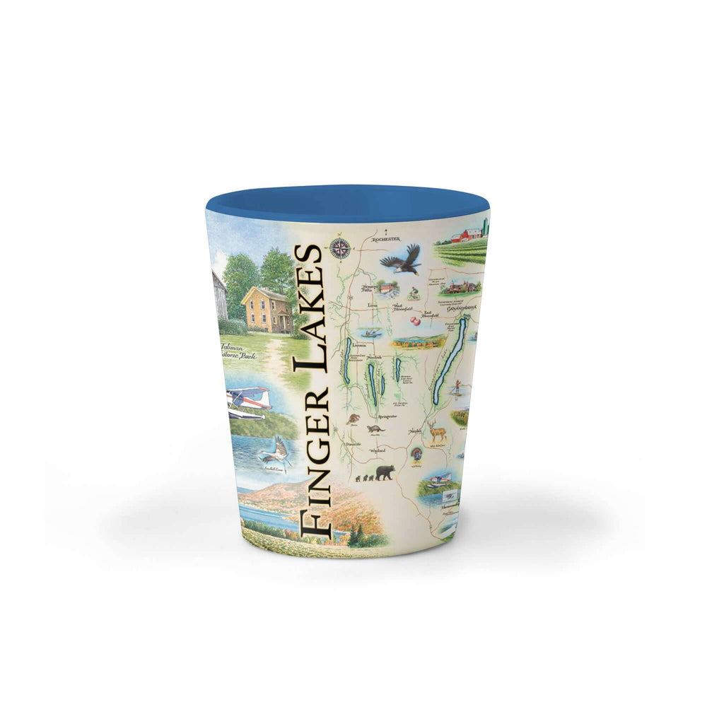Finger Lakes Map Ceramic Shot Glass