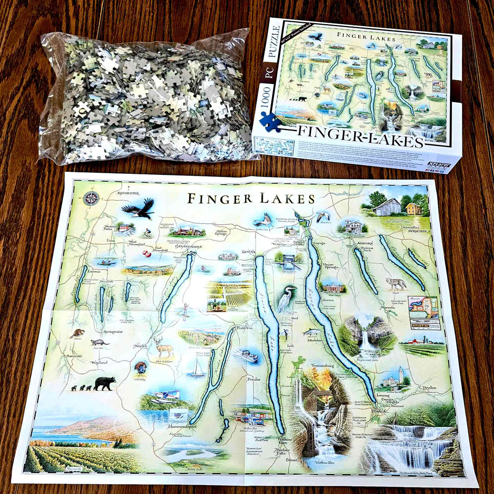 Finger Lakes Map Jigsaw Puzzle - 1000 Pieces