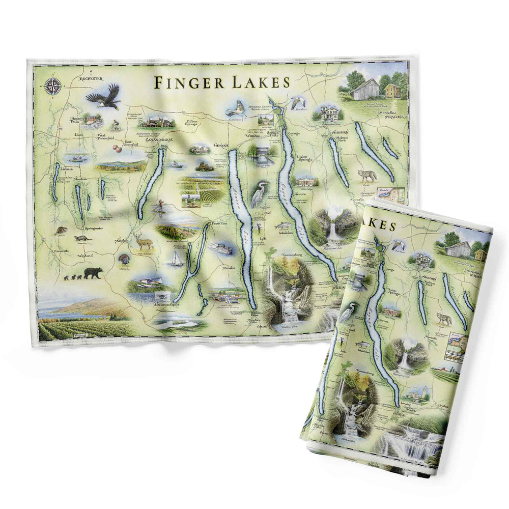 Finger Lakes Map Kitchen Towel