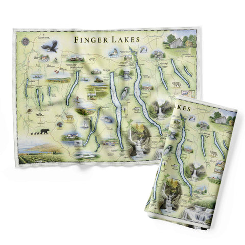 Finger Lakes Map Kitchen Towel