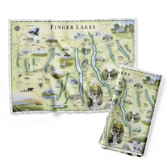 Finger Lakes Map Kitchen Towel | Xplorer Maps