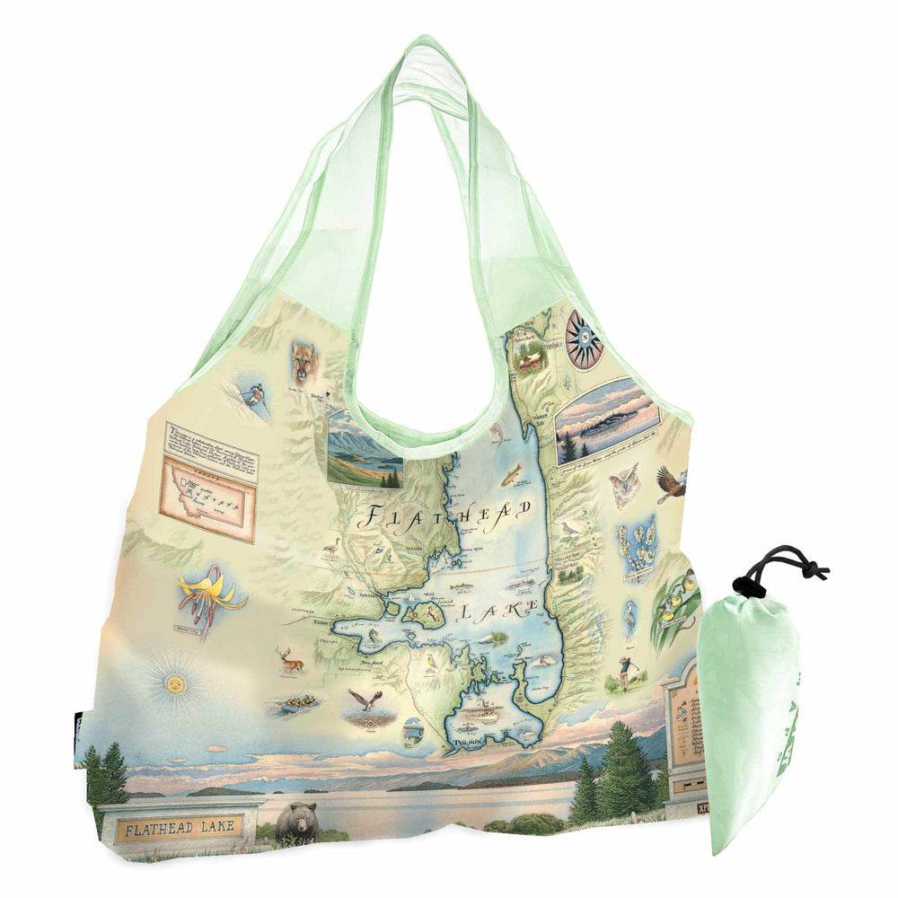 Flathead Lake Map Pouch Tote Bag