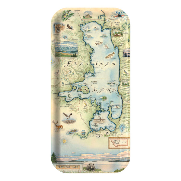 Small Serving Tray Map-themed phone case with illustrations of animals and scenery on a beige background