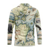 Sun Shirt Hoodie with a detailed map and nature-themed design on a white background
