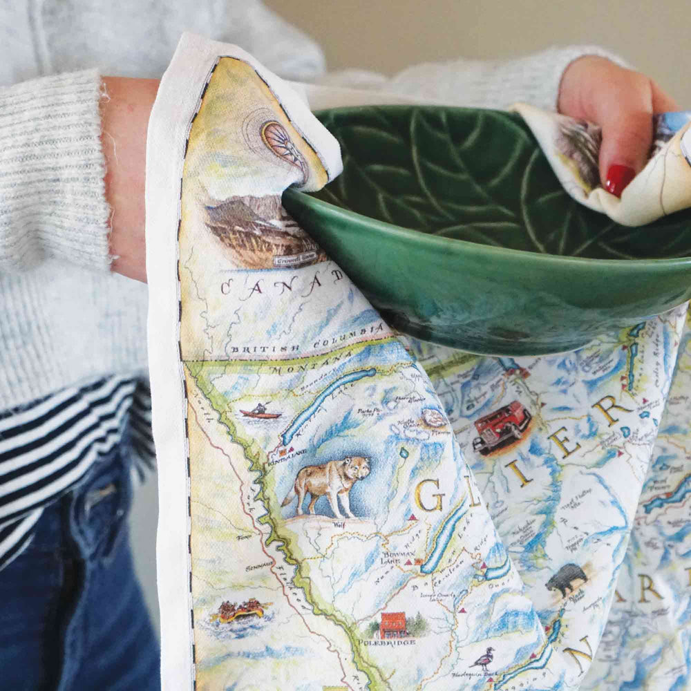 Glacier National Park Map Kitchen Towel