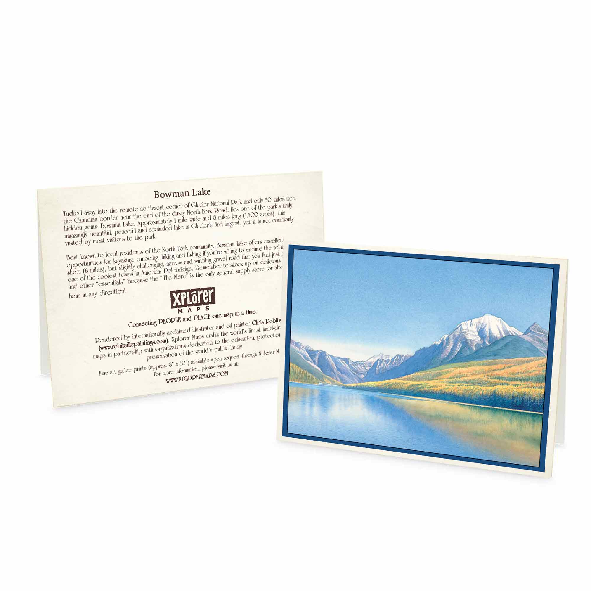 Glacier Bowman Lake - blank notecard. 