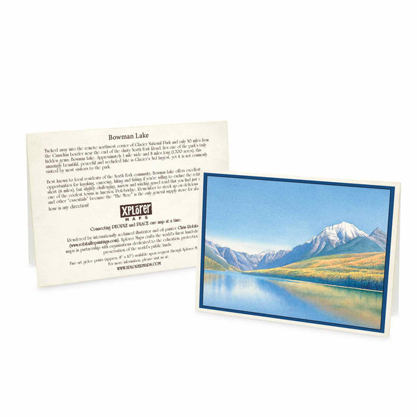 Glacier Bowman Lake - blank notecard. 