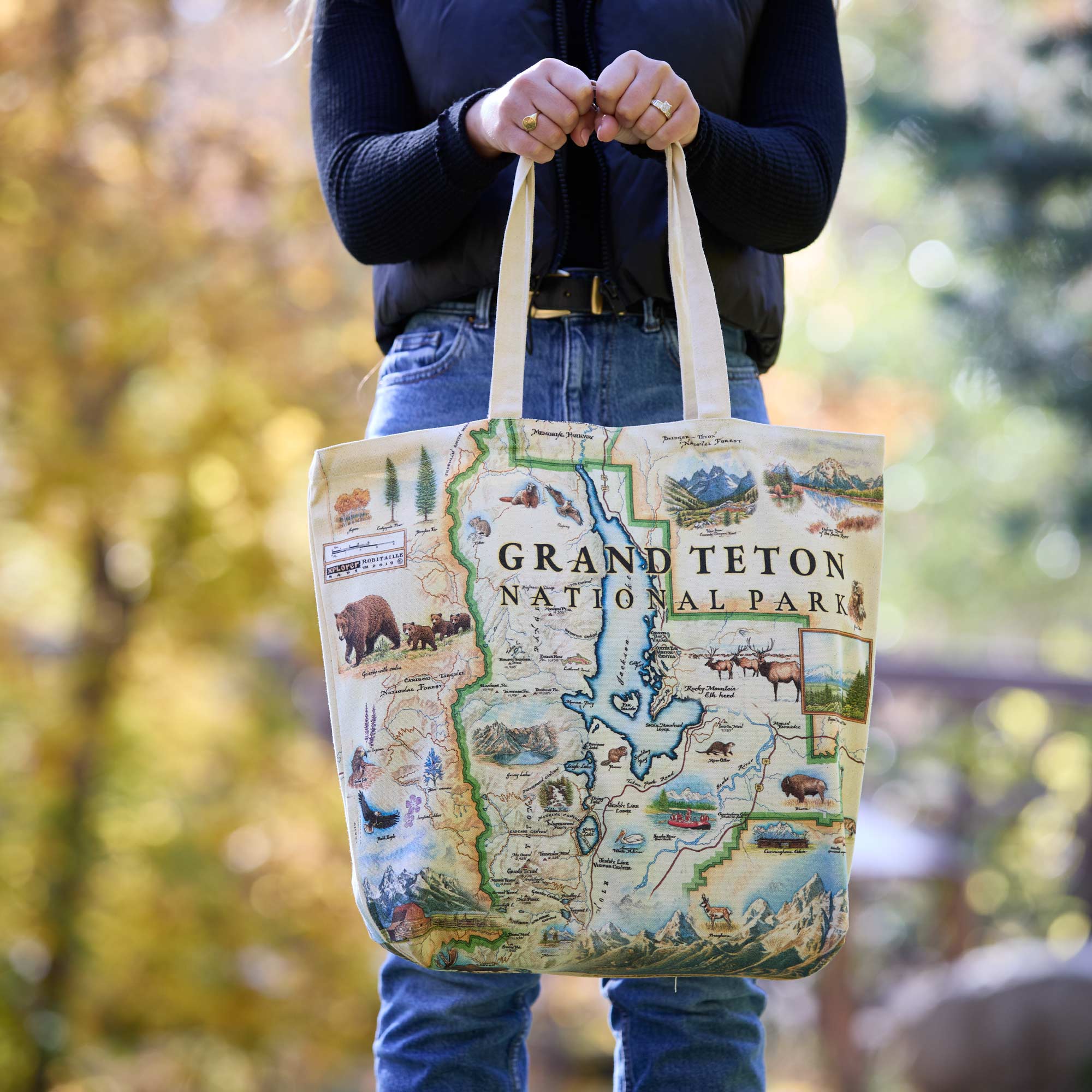 Xplorer Maps Grand Teton Map Canvas Tote Bag