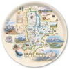 Round Serving Tray Map of Grand Teton National Park on a decorative plate with scenic illustrations.