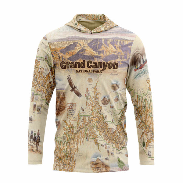 Hoodie with Grand Canyon National Park map design on a white background
