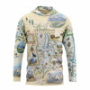 Hoodie with Grand Teton National Park map design on a white background