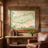 Great Smoky Map framed on a log cabin wall 