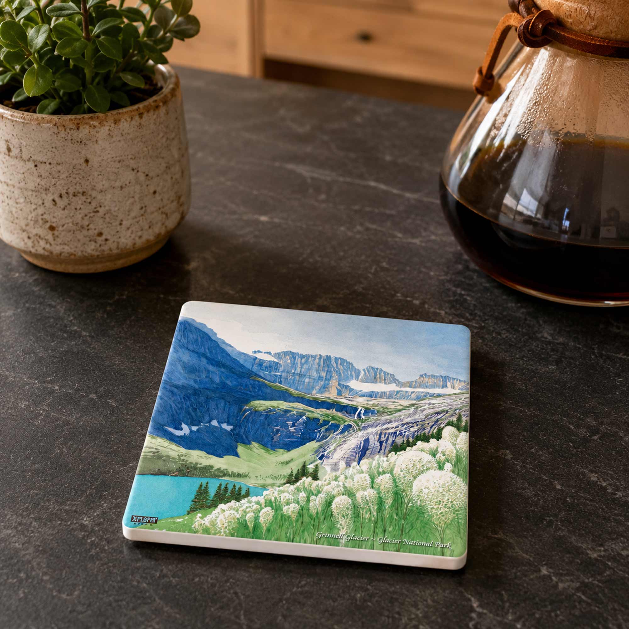 Glacier National Park Map Ceramic Coasters