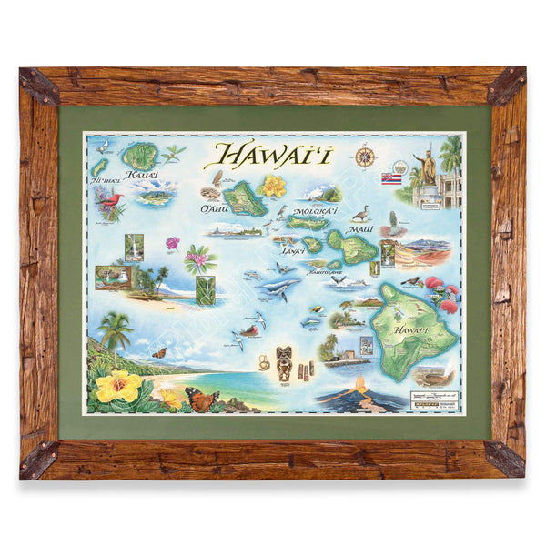 Hawai'i framed map on white back