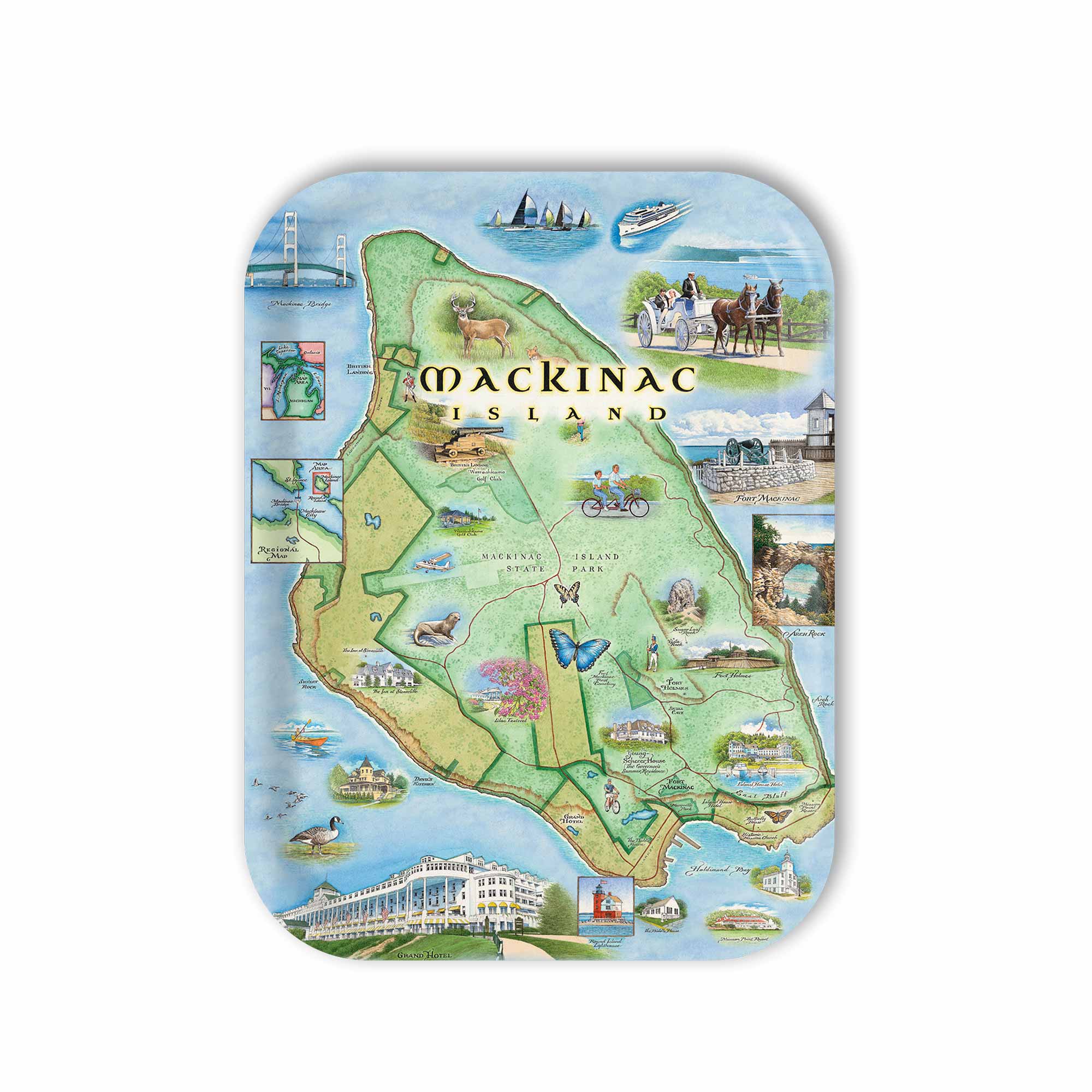 Mackinac Island Map Wood Serving Trays