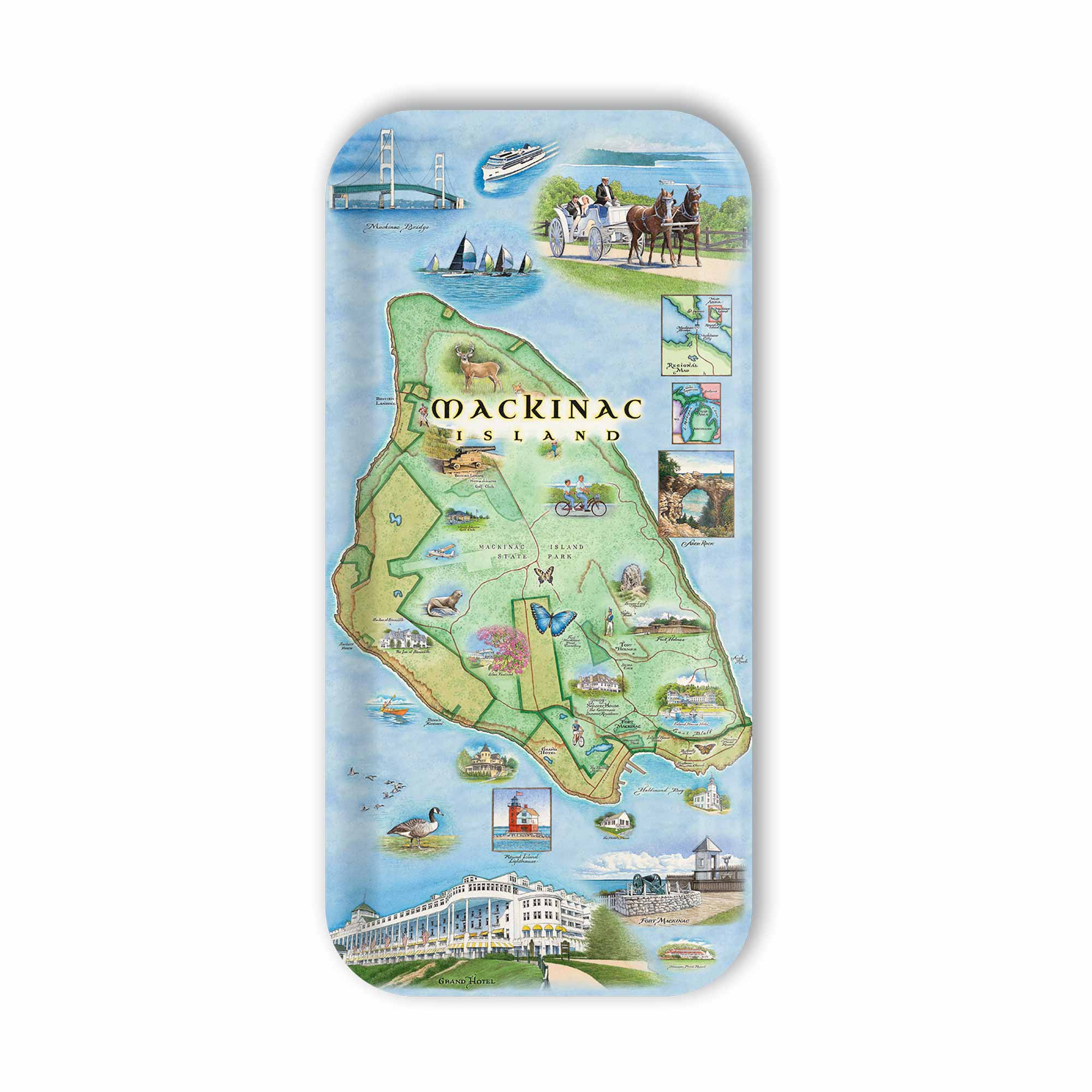 Mackinac Island Map Wood Serving Trays