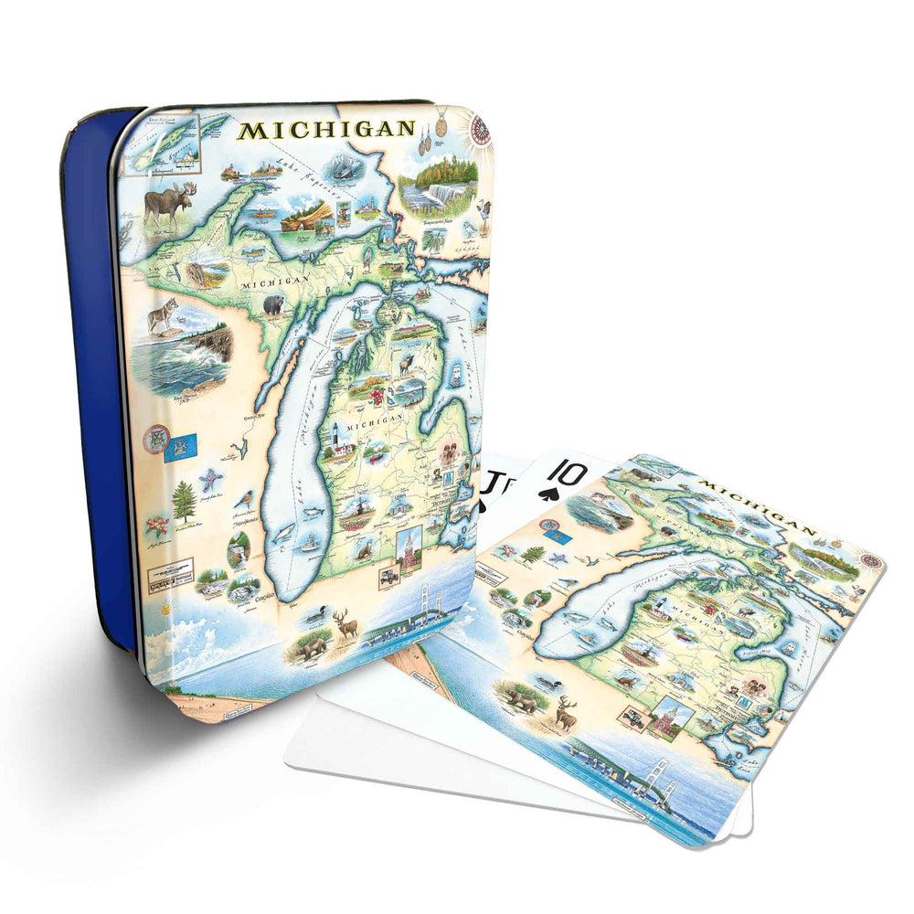Michigan State Map Playing Cards
