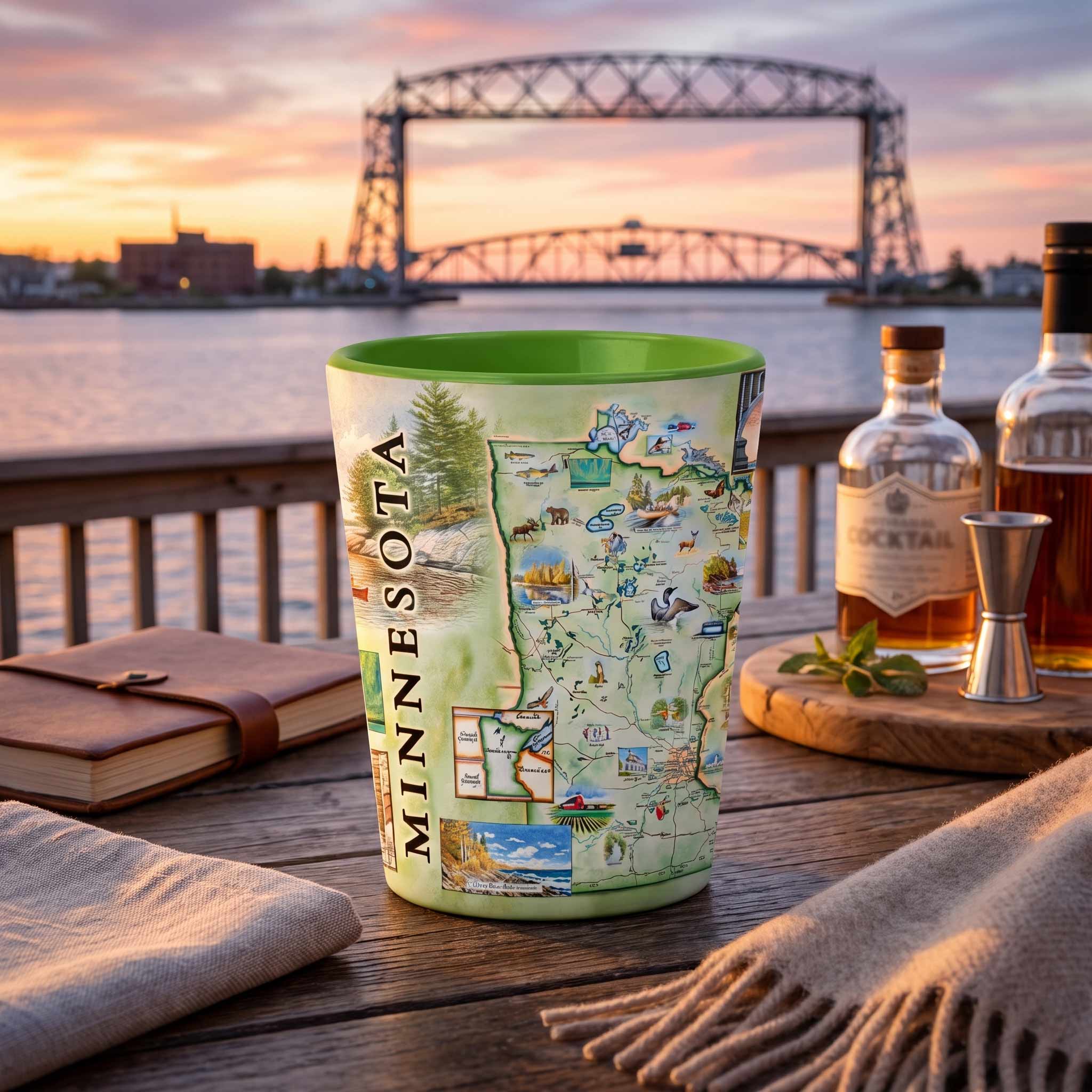 Minnesota State Map Ceramic Shot Glass