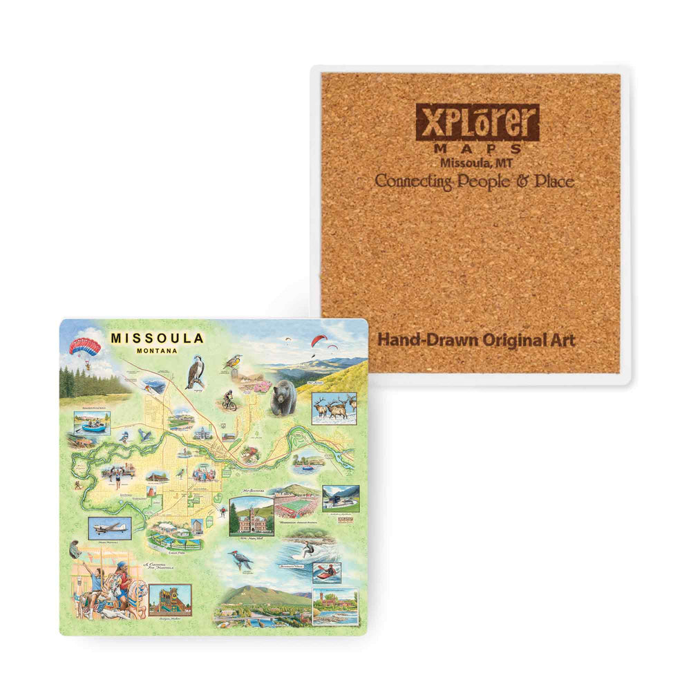 Missoula Map Ceramic Coasters