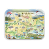 Medium Serving Tray  map of Missoula, Montana with various activities and landmarks.