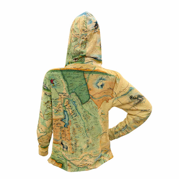 Montana Map-themed hoodie on a white background-Back