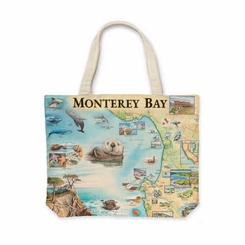 Monterey Bay Map Canvas Tote Bag