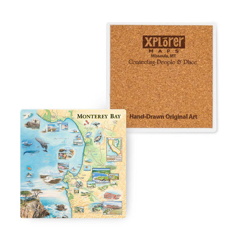 Monterey Bay Map Ceramic Coasters