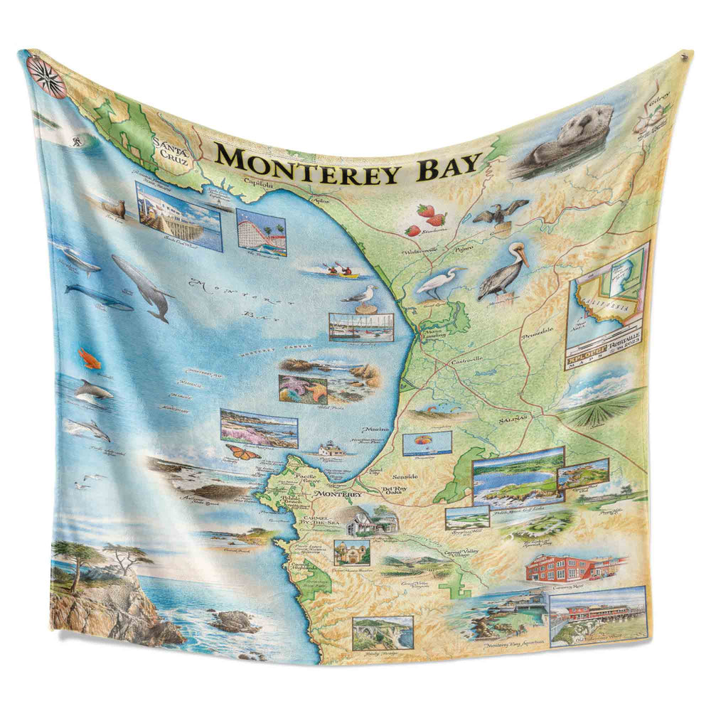 Monterey Bay Map Fleece Blanket