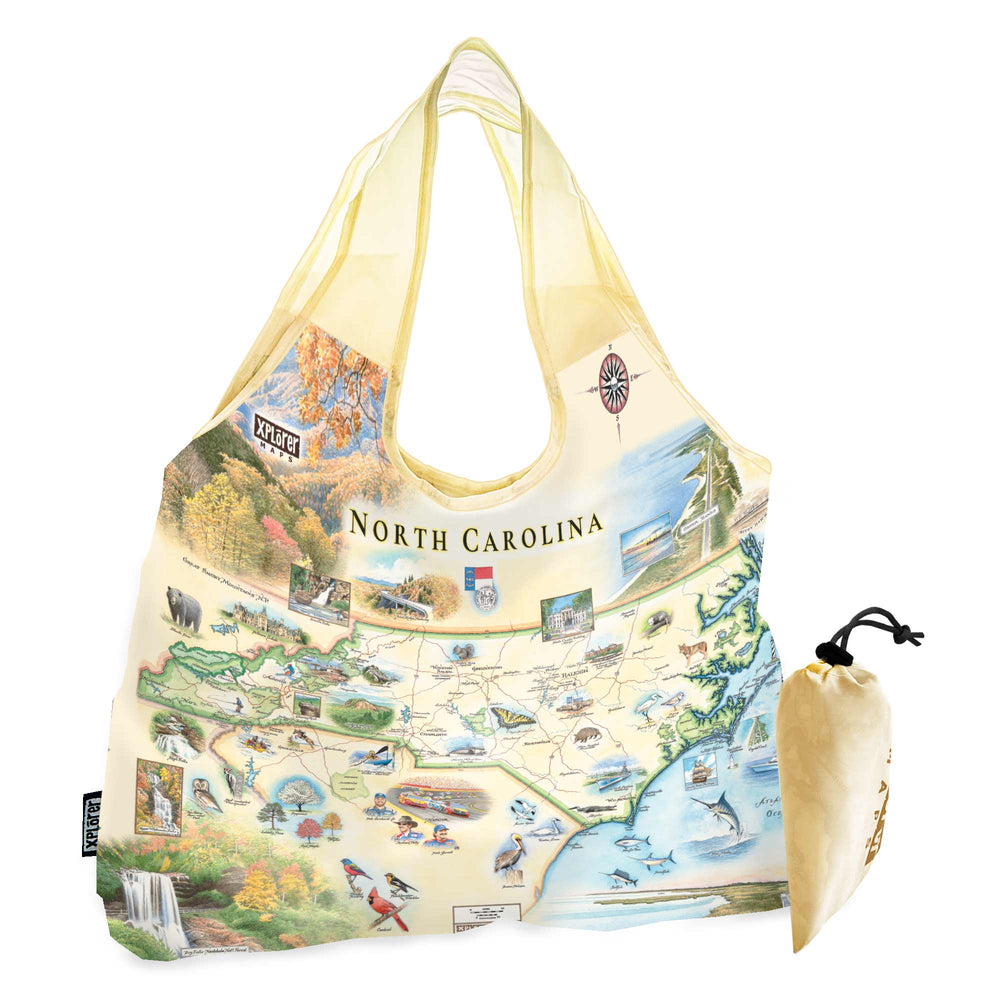 North Carolina Map Pouch Tote Bag
