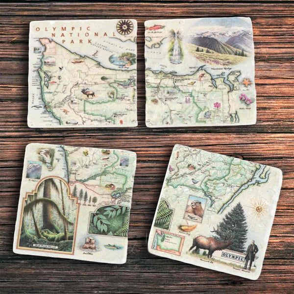 Olympic National Park Natural Stone Coasters - Set of 4