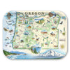Large Rectangle Serving Tray Map of Oregon with various icons and illustrations on a white background