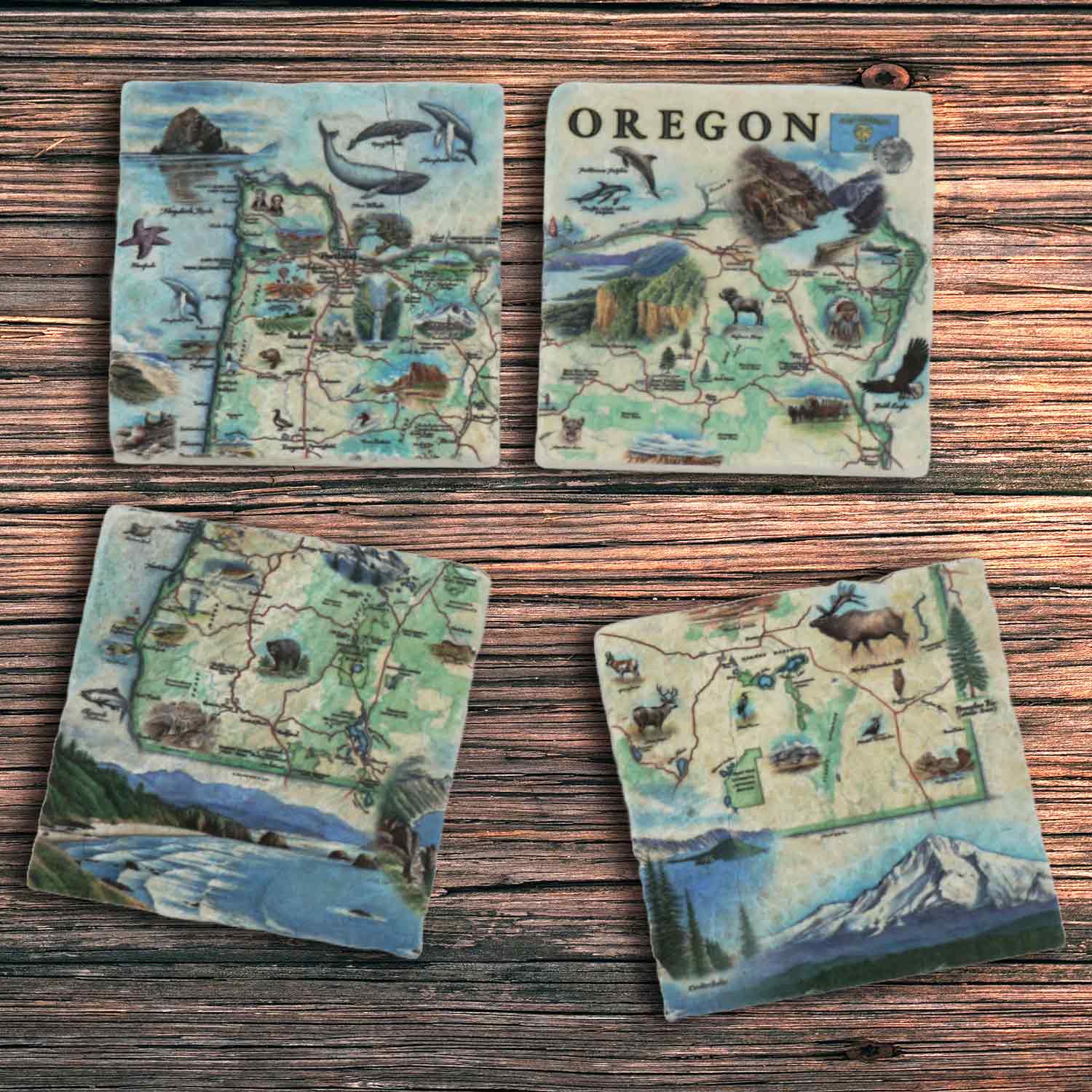 Oregon State Natural Stone Coasters - Set of 4