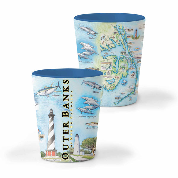 Cheers to the coastal charm of the Outer Banks with this 1.5 oz blue shot glass. Featuring serene beach scenes, iconic lighthouses, and vibrant marine life, it's the perfect way to capture memories of your beach adventures in North Carolina.