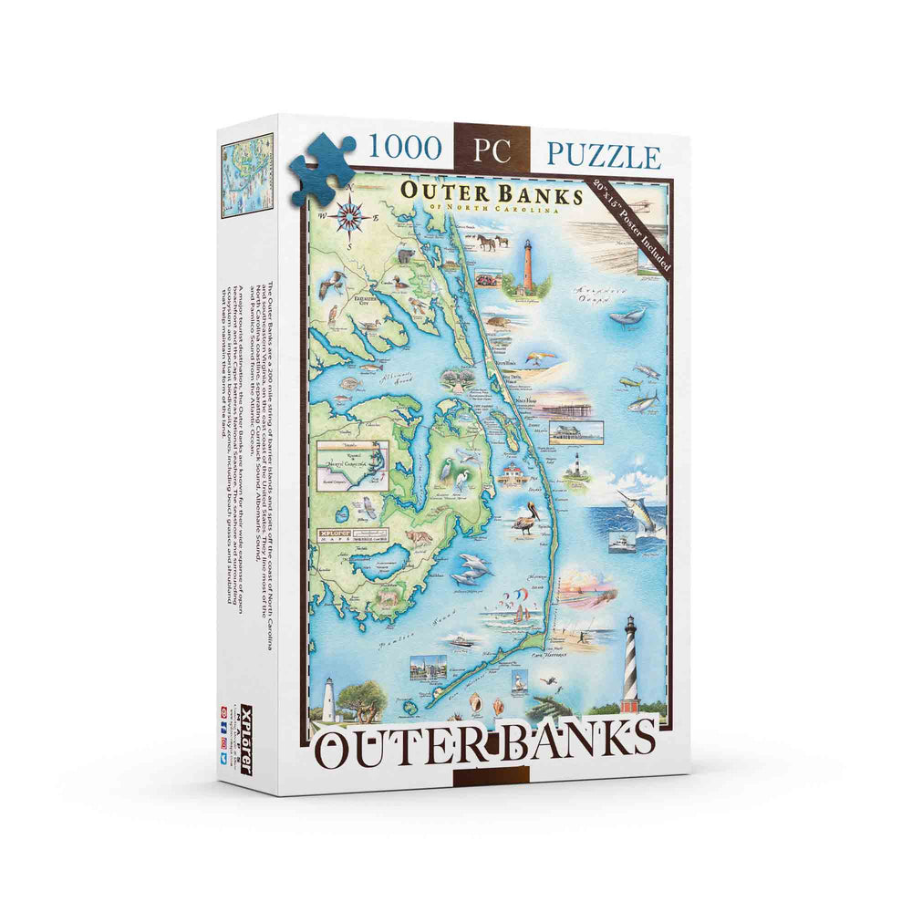 Outer Banks Map Jigsaw Puzzle - 1000 Pieces