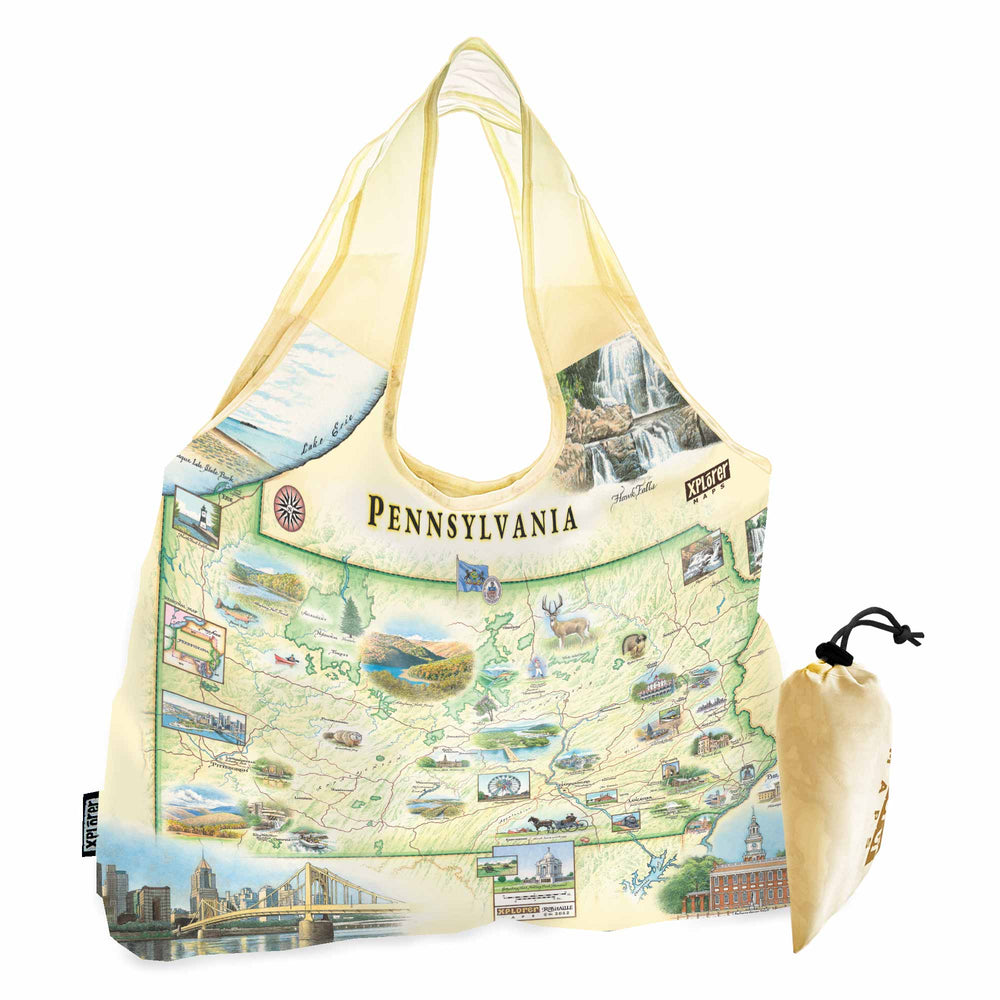 Pennsylvania Map Pouch Tote Bag